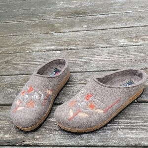 Haflinger Grizzly Brown Wool Clogs/Slippers